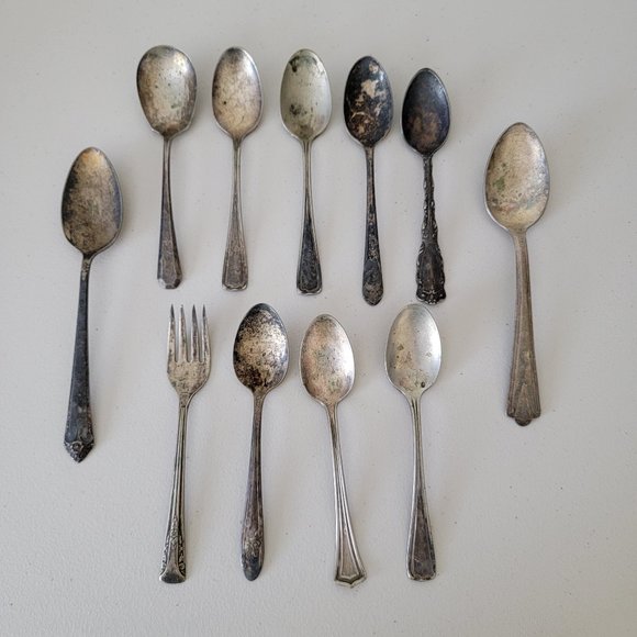 A Lot of 11 Silverplate Silverware Different Styles and Designs